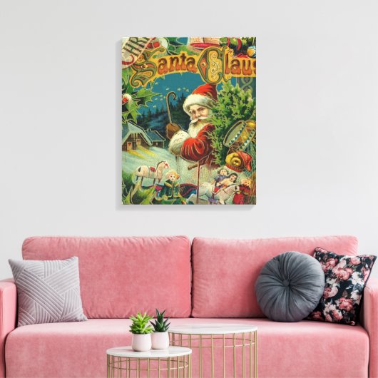 Kerstman Sinterklaas Antiek Kunst Canvas Afdruk (Insitu (Woonkamer))