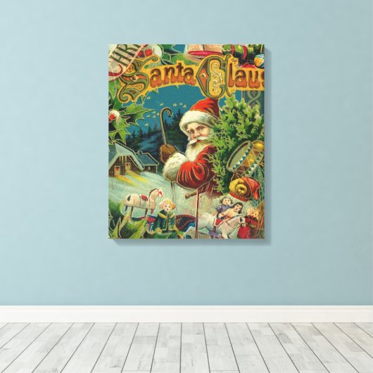Kerstman Sinterklaas Antiek Kunst Canvas Afdruk (Insitu (Houten vloer))