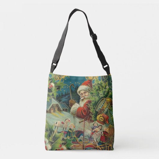 Kerstman Sinterklaas Antiek Kunst Crossbody Tas (Achterkant)