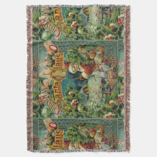 Kerstman Sinterklaas Antiek Kunst Deken (Voorkant Verticaal)