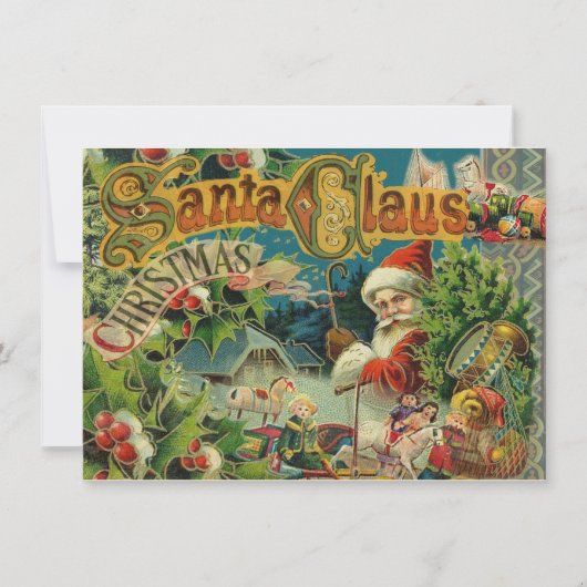 Kerstman Sinterklaas Antiek Kunst Kaart (Voorkant)