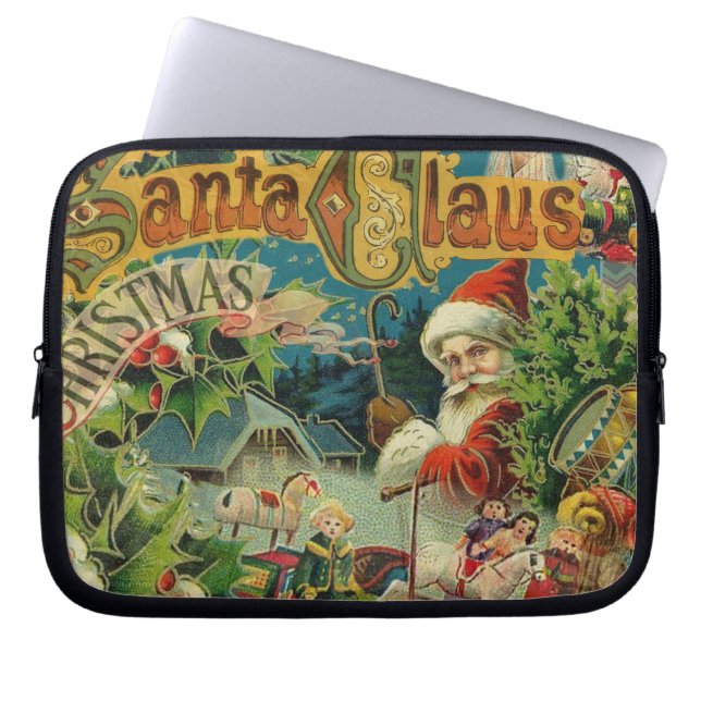 Kerstman Sinterklaas Antiek Kunst Laptop Sleeve (Voorkant)