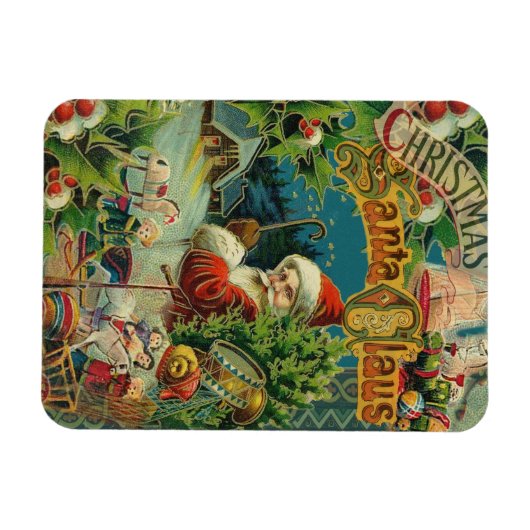 Kerstman Sinterklaas Antiek Kunst Magneet (Horizontaal)