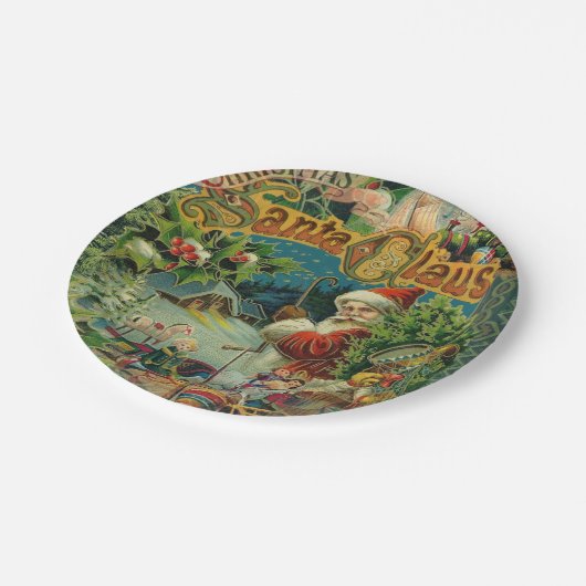 Kerstman Sinterklaas Antiek Kunst Papieren Bordje (Gekanteld)