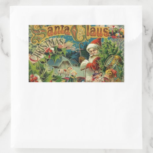 Kerstman Sinterklaas Antiek Kunst Rechthoekige Sticker (Tas)