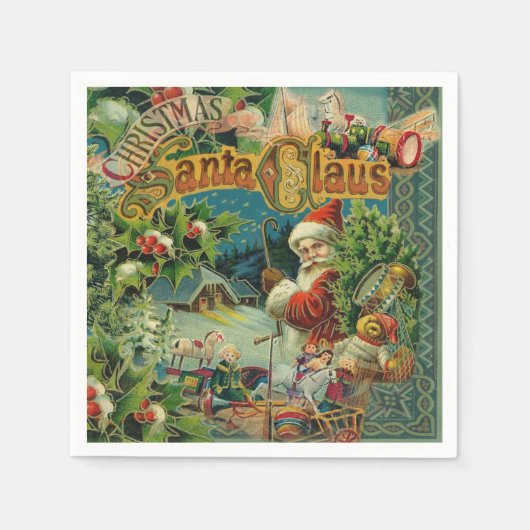 Kerstman Sinterklaas Antiek Kunst Servet (Voorkant)