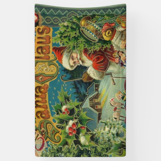 Kerstman Sinterklaas Antiek Kunst Spandoek (Verticaal)