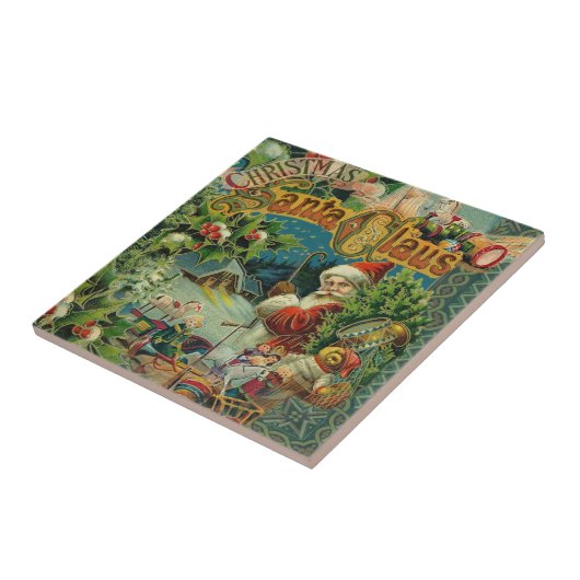 Kerstman Sinterklaas Antiek Kunst Tegeltje (Zijkant)