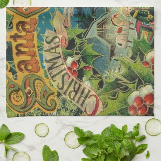 Kerstman Sinterklaas Antiek Kunst Theedoek (Gevouwen)