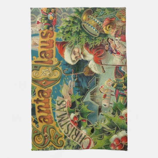 Kerstman Sinterklaas Antiek Kunst Theedoek (Verticaal)