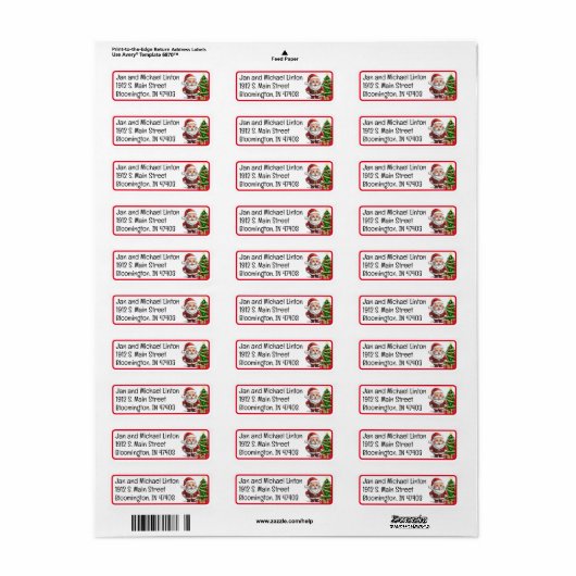 Kerstman Sinterklaas Custom Return Adres Label (Full Sheet)