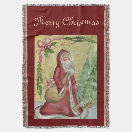 Kerstman Sinterklaas Dekentatoelage Cadeau Deken (Voorkant Verticaal)