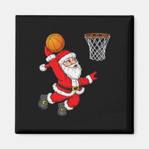 Kerstman Sinterklaas Dunking Een Basketbal Plezier Magneet