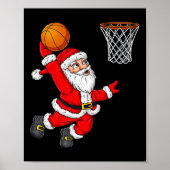 Kerstman Sinterklaas Dunking Een Basketbal Plezier Poster (Voorkant)