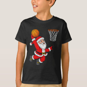 Kerstman Sinterklaas Dunking Een Basketbal Plezier T-shirt