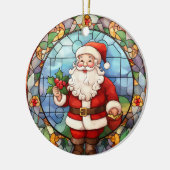 Kerstman Sinterklaas gebrandschilderd glas stijl Keramisch Ornament (Links)