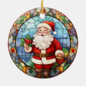 Kerstman Sinterklaas gebrandschilderd glas stijl Keramisch Ornament (Achterkant)