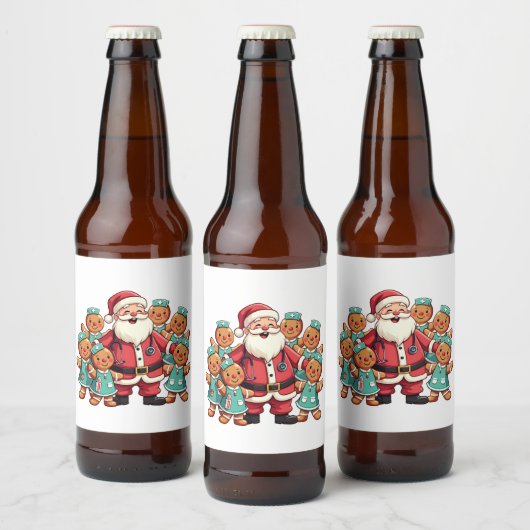 Kerstman Sinterklaas Gingerbread Nurses Bier Etiket (Flessen)