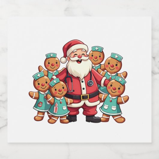Kerstman Sinterklaas Gingerbread Nurses Bier Etiket (Enkel label)