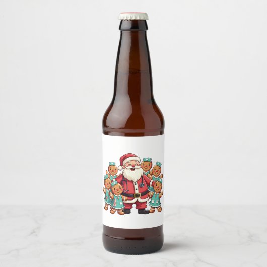 Kerstman Sinterklaas Gingerbread Nurses Bier Etiket (Voorkant)