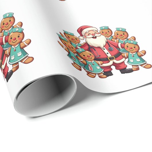 Kerstman Sinterklaas Gingerbread Nurses Cadeaupapier (Rol Hoek)