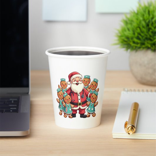 Kerstman Sinterklaas Gingerbread Nurses Papieren Bekers (Insitu)