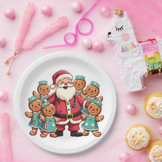 Kerstman Sinterklaas Gingerbread Nurses Papieren Bordje (Feest)