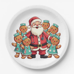 Kerstman Sinterklaas Gingerbread Nurses Papieren Bordje