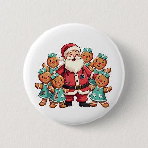 Kerstman Sinterklaas Gingerbread Nurses Ronde Button 5,7 Cm
