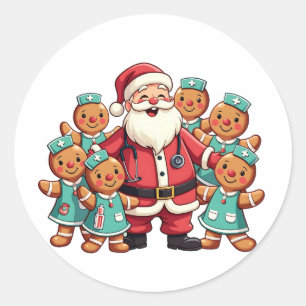Kerstman Sinterklaas Gingerbread Nurses Ronde Sticker