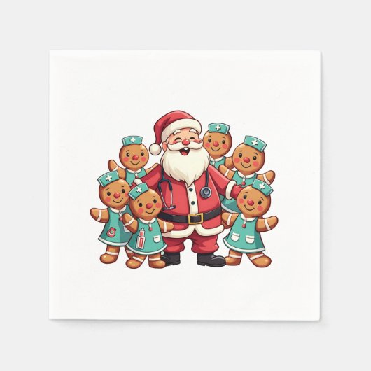 Kerstman Sinterklaas Gingerbread Nurses Servet (Voorkant)