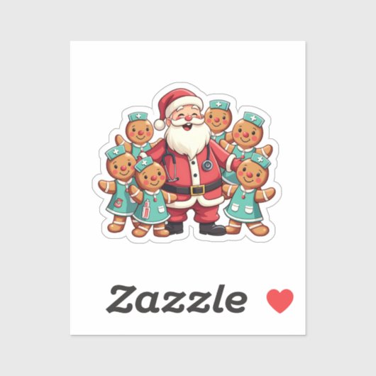 Kerstman Sinterklaas Gingerbread Nurses Sticker (Vel)