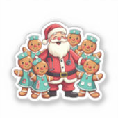 Kerstman Sinterklaas Gingerbread Nurses Sticker (Voorkant)