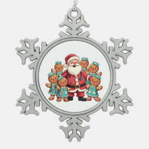 Kerstman Sinterklaas Gingerbread Nurses Tin Sneeuwvlok Ornament