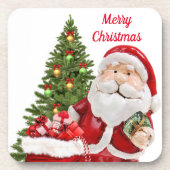 Kerstman Sinterklaas Hard plastiek onderzetter (Voorkant)