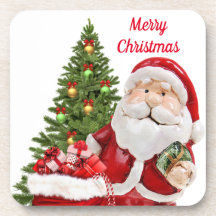 Kerstman Sinterklaas Hard plastiek onderzetter