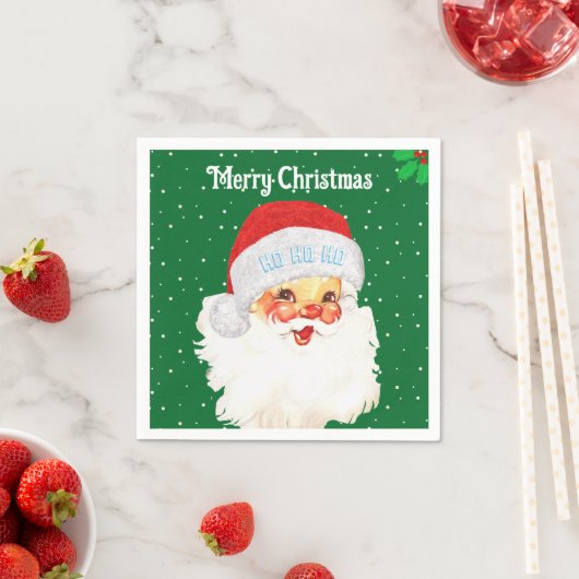 Kerstman Sinterklaas HO HO HO HO HO op Groen Servet (Insitu)