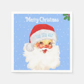 Kerstman Sinterklaas HO HO HO HO op Lichtblauw Servet (Voorkant)