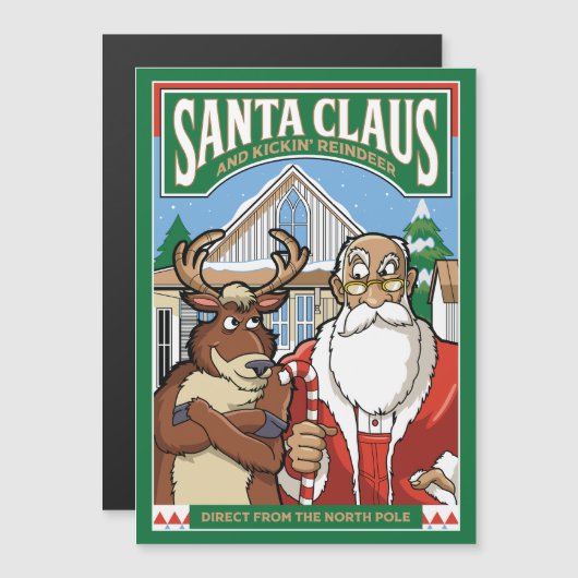 Kerstman Sinterklaas & Kickin 'Rendieren sneeuwen (Voorkant / Achterkant)