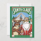 Kerstman Sinterklaas & Kickin 'Rendieren sneeuwen Feestdagenkaart (Voorkant)