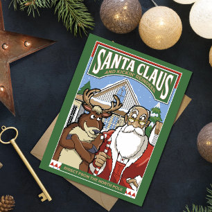 Kerstman Sinterklaas & Kickin 'Rendieren sneeuwen Feestdagenkaart