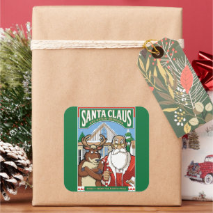 Kerstman Sinterklaas & Kickin 'Rendieren sneeuwen Vierkante Sticker