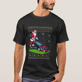 Kerstman Sinterklaas maaien gazon lelijke kerst S T-shirt