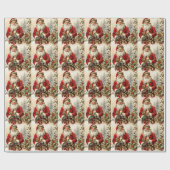 Kerstman Sinterklaas met Holly Berry Cadeaupapier (Vlak)