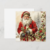 Kerstman Sinterklaas met Holly Berry Feestdagenkaart (Voorkant / Achterkant)