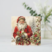Kerstman Sinterklaas met Holly Berry Feestdagenkaart (Staand voorkant)