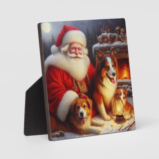 Kerstman Sinterklaas met Honden 1 Fotoplaat (Voorkant)