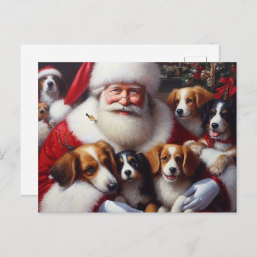 Kerstman Sinterklaas met Honden 2 Feestdagenkaart (Voorkant / Achterkant)