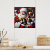 Kerstman Sinterklaas met Honden 2 Poster (Keuken)