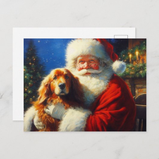 Kerstman Sinterklaas met Honden 4 Feestdagenkaart (Voorkant / Achterkant)